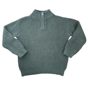 Little Co Lauren Conrad Boys Chunky Knit Sweater 5T Green Mock Neck Quarter Zip